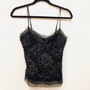 BCBG MaxAzria Worn ONCE Black Gold Lace Cami Top